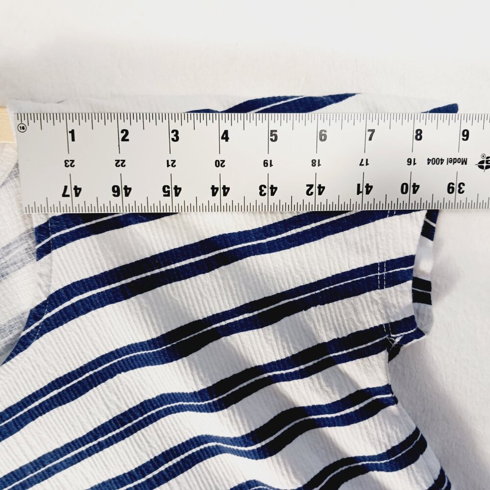 Lands End, Navy & White Stripe Short Sleeve Tee Slightly Ribbed Fabric Preppy XS - Picture 10 of 12